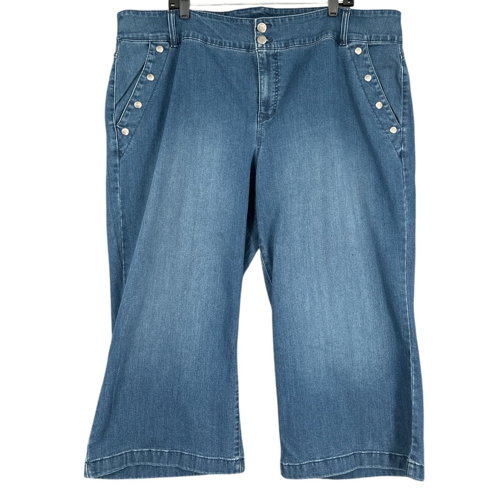 Isaac Mizrahi Live! Denim Wide‎ Leg Cropped Pants Women's Plus Size